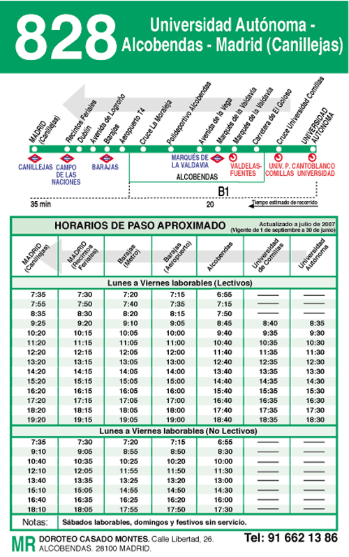 Autobus 828 a la Moraleja