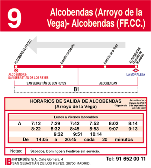 Autobus L9 La Moraleja